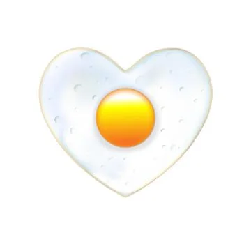 Heart Fried egg eggs. In Valentines day cute scrambled, icon isolated Stock Illustration