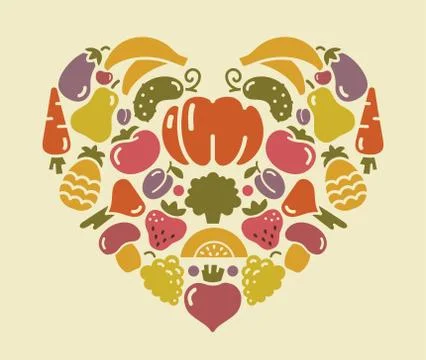 Heart from fruit and vegetables Stock Illustration