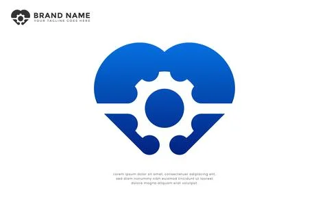 Heart Gear Technology Logo Stock Illustration