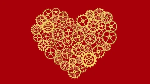 Heart with gears Stock Footage 72399211