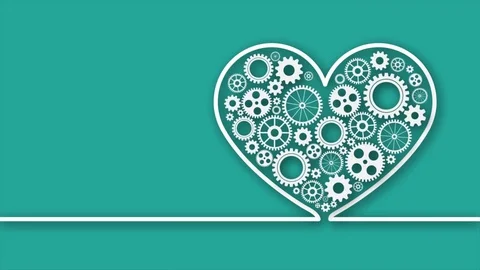 Heart with gears on green Stockbeeldmateriaal 72547258