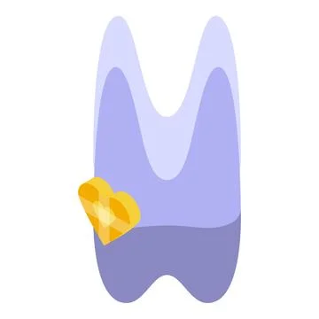Heart gem yellow tooth icon isometric vector. Dental care Stock Illustration