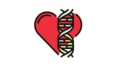 Heart with genetic code lines color icon animation Stock Footage 326107997