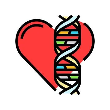 Heart with genetic code lines color icon vector illustration Stock Illustration