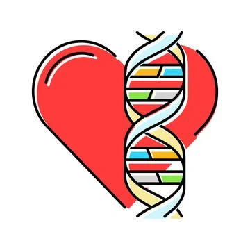 Heart with genetic code lines color icon vector illustration Stock Illustration
