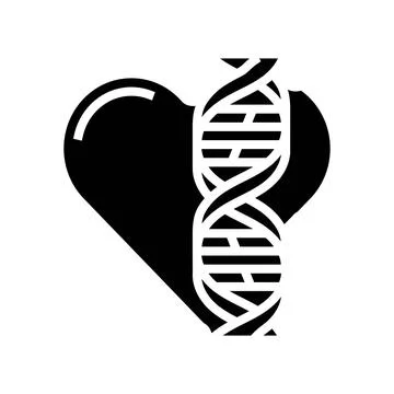 Heart with genetic code lines glyph icon vector illustration Stock Illustration