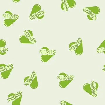 Heart with genetic code lines glyph seamless pattern Stock Illustration