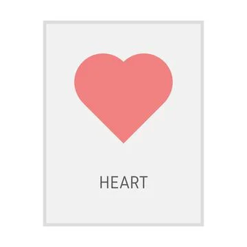 Heart geometric shape flash card element symbol for preschool education Stock Illustration