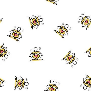 Heart gesture on human body vector seamless pattern Stock Illustration