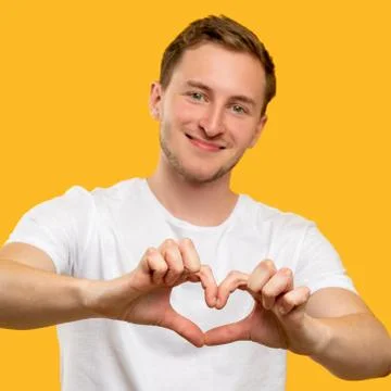 Heart gesture love devotion happy man romantic Stock Photos