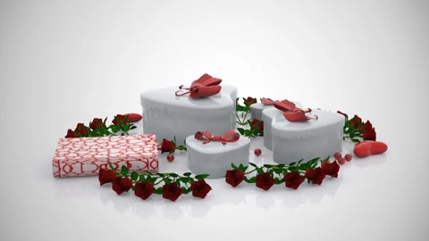 Heart Gift Box Background in a 3D animation Stock Footage 252000422