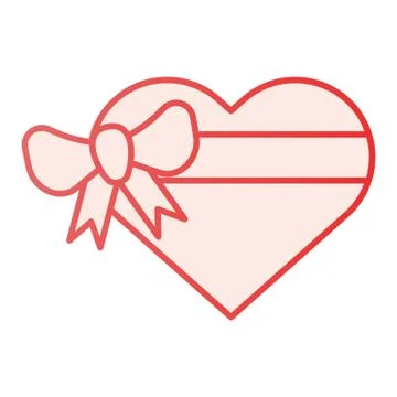 Heart gift box with bow flat icon. Love present pink icons in trendy flat style Stock Illustration