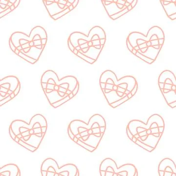 Heart Gift Box Seamless Pattern Valentines Day Stock Illustration