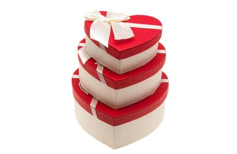 Heart gift boxes isolated Stock Photos