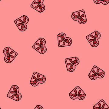 Heart gift ribbon bow vector seamless pattern 스톡 일러스트