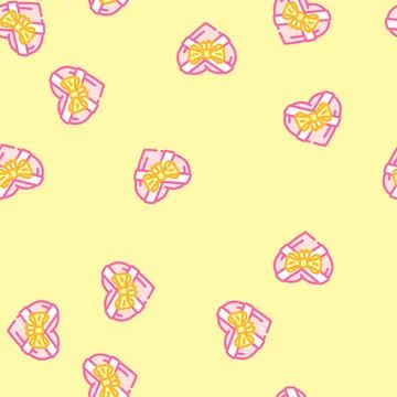 Heart gift ribbon bow vector seamless pattern Ilustración de archivo