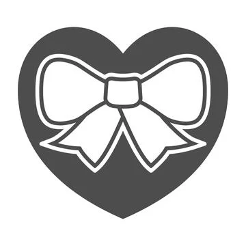 Heart as gift solid icon, 8 March concept, Love symbol on white background イラスト素材