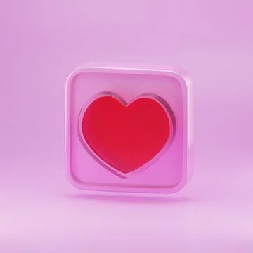 Heart glass shape 3d rendering pink valentine's day Stock Illustration
