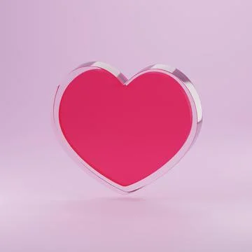 Heart glass shape 3d rendering empty space pink valentine's day Stock Illustration