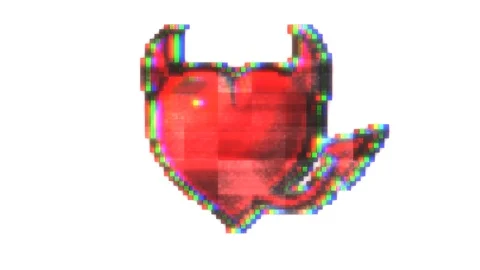 Heart glitch rgb devil tail horns Stock Footage 89907709