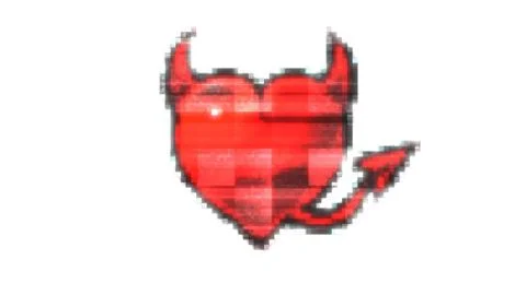 Heart glitch rgb devil tail horns Stock Illustration