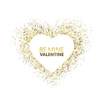 Heart glitter frame with space for text. Golden star dust and sparkles isolat Stock Illustration