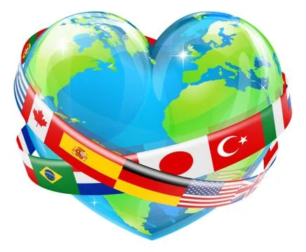Heart globe with flags イラスト素材