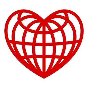 Heart of globe icon, simple style Illustrazione stock