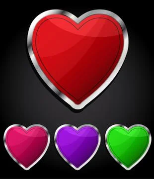 Heart glossy button, icon, eps10. Stock Illustration