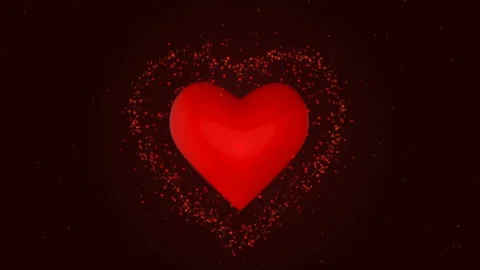 Heart with glowing particles on the dark red background Stock Footage 101217615