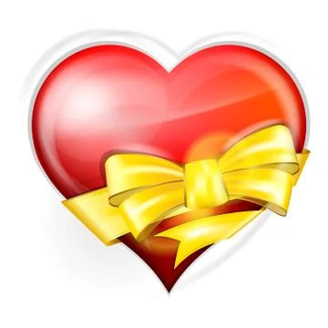 Heart with gold bow Stock Illustration