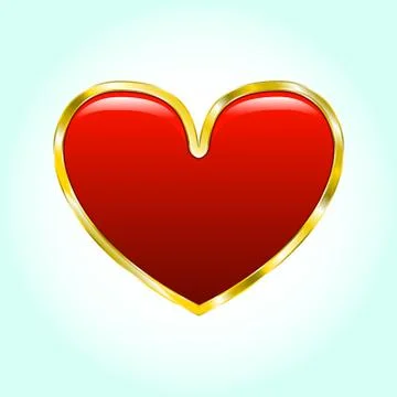 Heart in a gold frame. Glossy object light background .vector illustration Stock Illustration