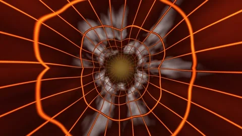 Heart Grid Tunnel Background  A grid tunnel with glowing Stock Footage 342458332
