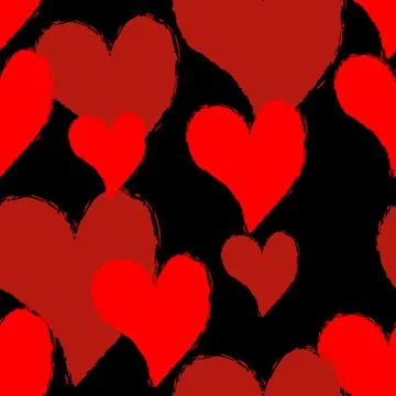 Heart grunge style seamless pattern. Symbol of love brush texture ornament. D Stock Illustration