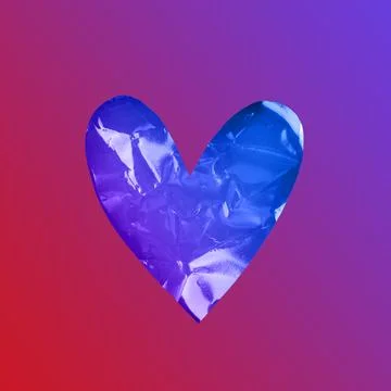 Heart with halographic texture in neon gradient Stock Photos