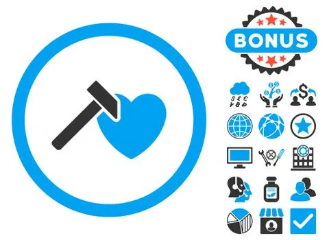 Heart Hammer Flat Vector Icon with Bonus Illustrazione stock