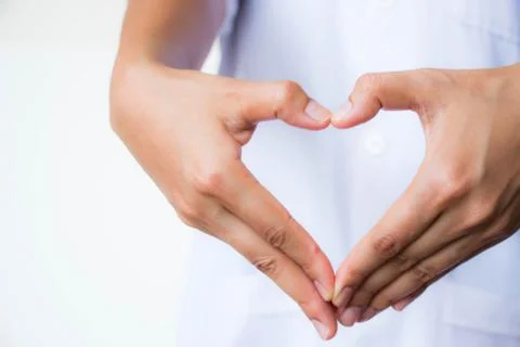 Heart hand background Stock Photos