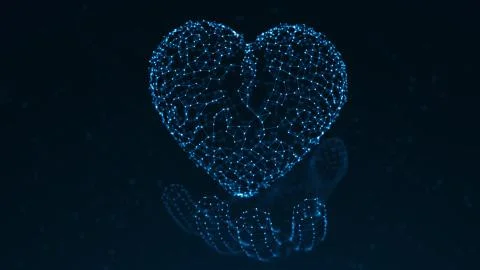 Heart on a hand Blue Stock Illustration