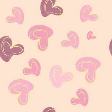 Heart hand drawn simless pattern. For textile, web background, print Stock Illustration