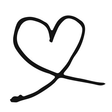 Heart hand drawn with thin line isolated on white background Stock Illustration