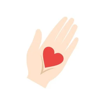 Heart in a hand flat icon Stock Illustration