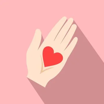 Heart in a hand flat icon Stock Illustration