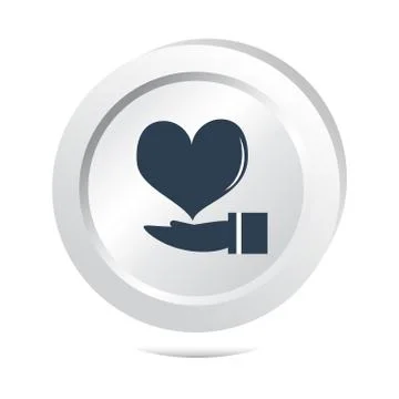 Heart in hand icon button icon Illustrazione stock