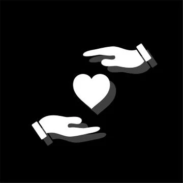 Heart in hand icon flat Stock Illustration