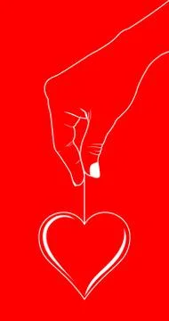 Heart in hand on red Stock Illustration