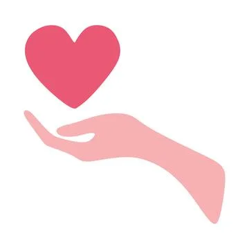 Heart in hand vector Design. Vector Flat style Illustration of hand holding h Stock Illustration