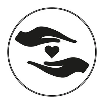 Heart in hand vector icon. Black illustration isolated on white background fo Stock Illustration