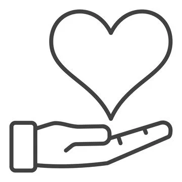 Heart on Hand vector like icon or symbol in minimalist style Stock Illustration