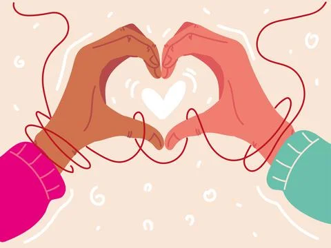 Heart hands and red string Stock Illustration