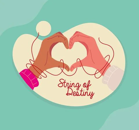 Heart hands and red string Stock Illustration